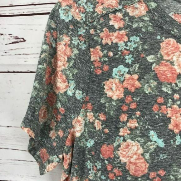 Bobbie Brooks Heather Grey Floral Pocket‎ 1x Tee shirt - Picture 5 of 6
